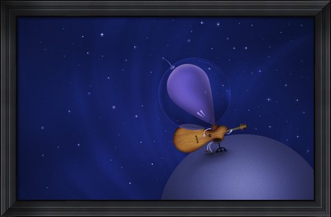 Framed Guitar Playing Martian Print