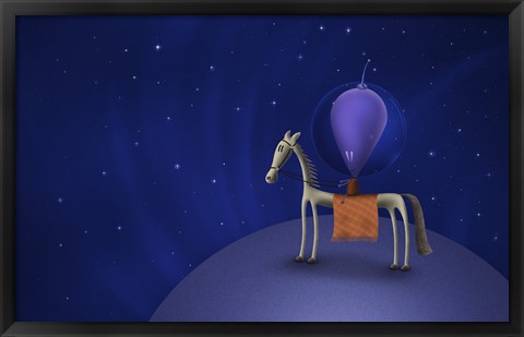 Framed Guitar Playing Martian on a Horse Print