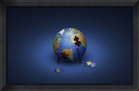 Framed Puzzle Earth Print