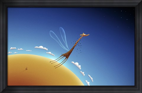 Framed Giraffe Learning to Fly Print