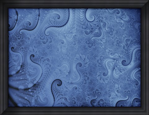 Framed Abstract Illustration in Blue Print