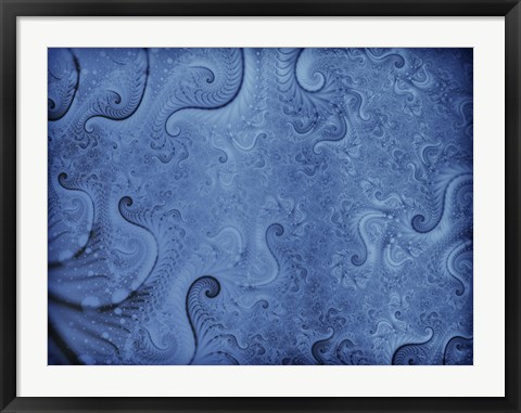 Framed Abstract Illustration in Blue Print