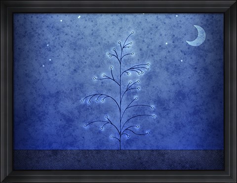 Framed Tree and First Snowfall in Blue Print