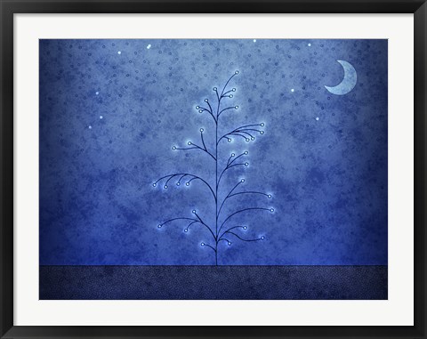 Framed Tree and First Snowfall in Blue Print