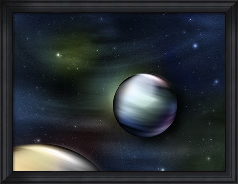 Framed Planets in Space Print