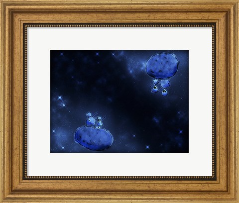 Framed Humans and Aliens in Outer Space Print