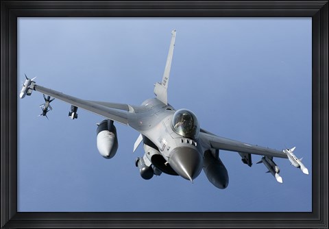 Framed Dutch F-16AM Over the Mediterranean Sea (front view) Print