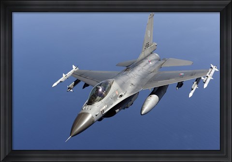 Framed Dutch F-16AM Over the Mediterranean Sea (top view) Print
