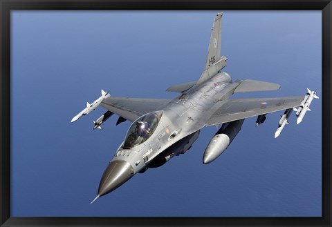 Framed Dutch F-16AM Over the Mediterranean Sea (top view) Print