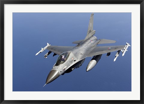 Framed Dutch F-16AM Over the Mediterranean Sea (top view) Print