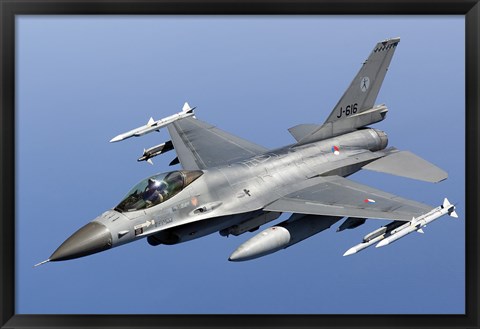 Framed Dutch F-16AM Over the Mediterranean Sea (close up) Print