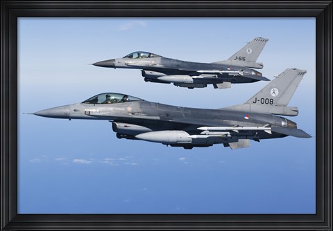 Framed Two Dutch F-16AMs Over the Mediterranean Sea (side view) Print