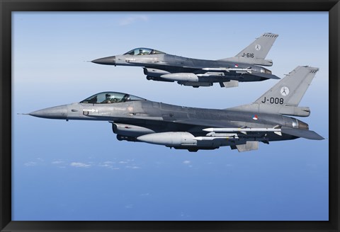 Framed Two Dutch F-16AMs Over the Mediterranean Sea (side view) Print