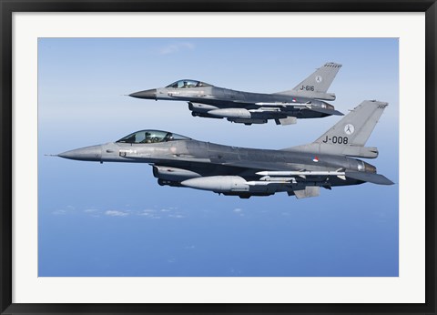 Framed Two Dutch F-16AMs Over the Mediterranean Sea (side view) Print