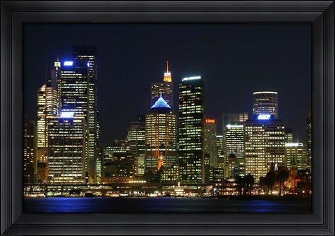 Framed Sydney CBD at Night, Sydney Cove, Australia Print
