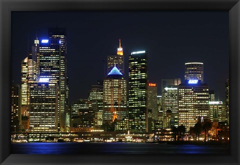 Framed Sydney CBD at Night, Sydney Cove, Australia Print