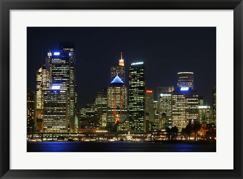 Framed Sydney CBD at Night, Sydney Cove, Australia Print