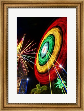 Framed Amusement Park at Night, Surfers Paradise, Gold Coast, Queensland, Australia Print