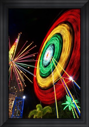 Framed Amusement Park at Night, Surfers Paradise, Gold Coast, Queensland, Australia Print