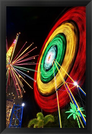 Framed Amusement Park at Night, Surfers Paradise, Gold Coast, Queensland, Australia Print