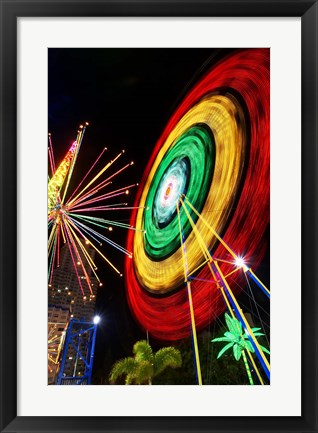 Framed Amusement Park at Night, Surfers Paradise, Gold Coast, Queensland, Australia Print