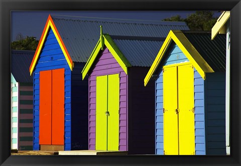 Framed Bathing Boxes, Middle Brighton Beach, Port Phillip Bay, Melbourne, Victoria, Australia Print