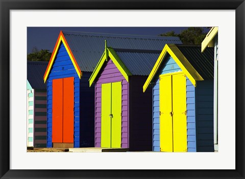 Framed Bathing Boxes, Middle Brighton Beach, Port Phillip Bay, Melbourne, Victoria, Australia Print