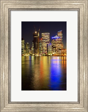 Framed Brisbane River and Brisbane at Night, Queensland, Australia Print