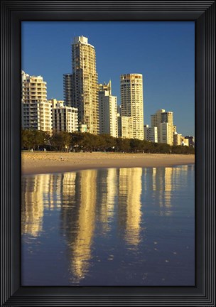 Framed Early Morning Light on Surfers Paradise, Gold Coast, Queensland, Australia Print
