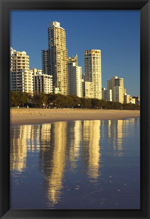 Framed Early Morning Light on Surfers Paradise, Gold Coast, Queensland, Australia Print