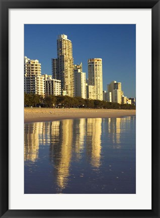 Framed Early Morning Light on Surfers Paradise, Gold Coast, Queensland, Australia Print