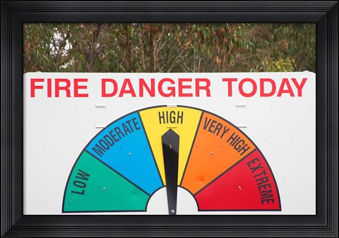 Framed Fire Danger Warning Sign, Queensland, Australia Print