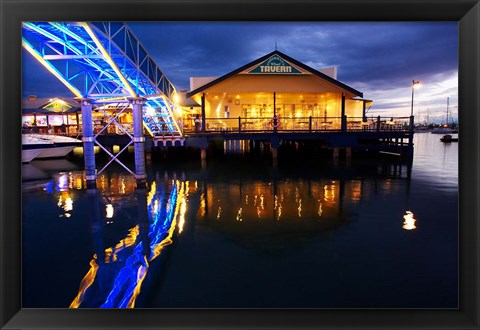 Framed Fisherman&#39;s Wharf Tavern, Mariners Cove, Gold Coast, Queensland, Australia Print