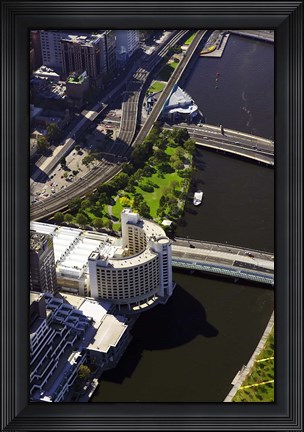 Framed Holiday Inn and Yarra River, Melbourne, Victoria, Australia Print