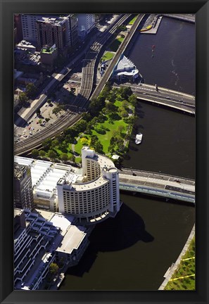 Framed Holiday Inn and Yarra River, Melbourne, Victoria, Australia Print