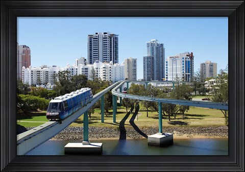 Framed Monorail by Jupiter&#39;s Casino, Broadbeach, Gold Coast, Queensland, Australia Print