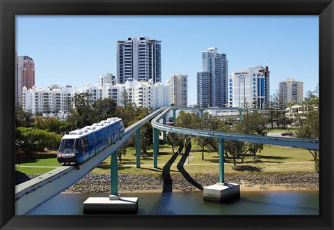 Framed Monorail by Jupiter&#39;s Casino, Broadbeach, Gold Coast, Queensland, Australia Print