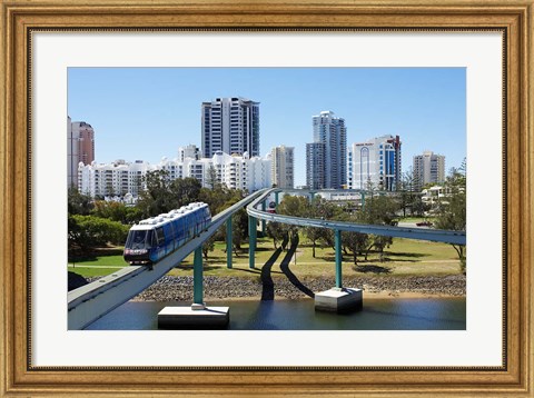 Framed Monorail by Jupiter&#39;s Casino, Broadbeach, Gold Coast, Queensland, Australia Print