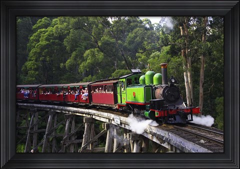 Framed Puffing Billy Steam Train, Dandenong Ranges, near Melbourne, Victoria, Australia Print