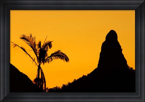 Framed Sunset over Glass House Mountains, Sunshine Coast, Queensland, Australia Print