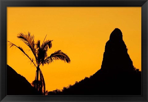 Framed Sunset over Glass House Mountains, Sunshine Coast, Queensland, Australia Print