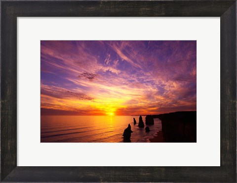 Framed Sunset, Twelve Apostles, Port Campbell National Park, Great Ocean Road, Victoria, Australia Print