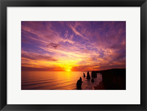 Framed Sunset, Twelve Apostles, Port Campbell National Park, Great Ocean Road, Victoria, Australia Print