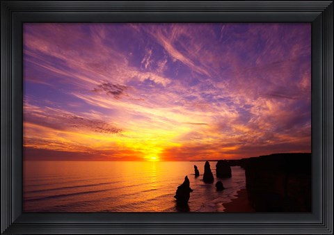 Framed Sunset, Twelve Apostles, Port Campbell National Park, Great Ocean Road, Victoria, Australia Print