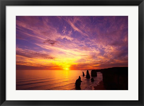 Framed Sunset, Twelve Apostles, Port Campbell National Park, Great Ocean Road, Victoria, Australia Print