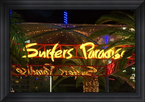 Framed Surfers Paradise Sign, Gold Coast, Queensland, Australia Print