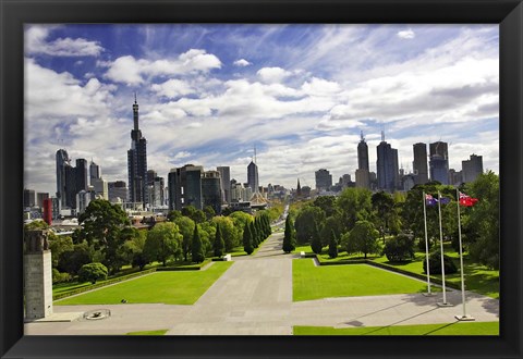 Framed View from the Shrine of Remembrance, Melbourne, Victoria, Australia Print