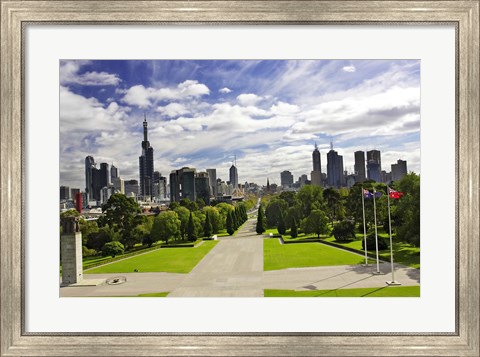 Framed View from the Shrine of Remembrance, Melbourne, Victoria, Australia Print
