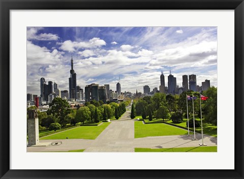 Framed View from the Shrine of Remembrance, Melbourne, Victoria, Australia Print