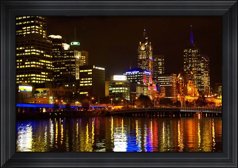 Framed Yarra River, Queens Bridge and CBD, Melbourne, Victoria, Australia Print